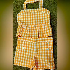 Janie and Jack orange and white girls matching set